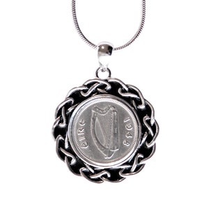 1948 Irish Threepence Coin Pendant - 1948 Birthday Gift for Women Handmade Gift for Grandmother snakechain & presentation box included