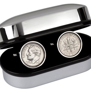 Birth Year Coin Cufflinks: Genuine US Dime, 1936-2006