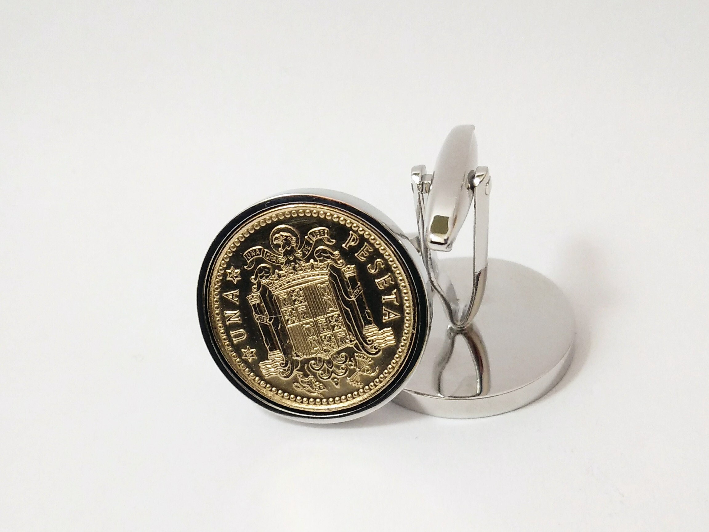 Spanish Peseta Coin Cufflinks -rare Coin- Gift for Men Anniversary Gift -  Spain Cufflinks - Gold Handmade Cuff Links . -heads and Tails - Etsy