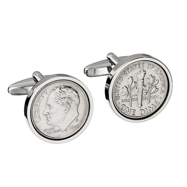 3 day delivery option 2009 American Dime coin cufflinks Perfect 10th Anniversary Gift gift for men Gift for Husband Tin Anniversary