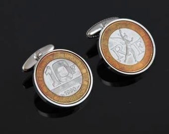 French Gift Idea - Genuine Handmade French franc Cufflinks - Includes presentation box - 100% satisfaction - 3 day delivery option