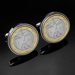 Gift Ideas - Leonardo Da Vinci Cufflinks - Vitruvian Man Cufflinks - Mint coins - Rare cufflinks - 100% satisfaction