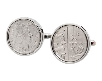 2012 Year Anniversary - Lucky English 2012 - Tin Year - English Coin Cufflinks - Inclusief presentatiedoos - 100% tevredenheid