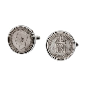 1944 Birthday Gift for Men, 1944 English Sixpence, Ideal Birthday Gift,English Sixpence, Year 1944, Coin Coin Cufflinks