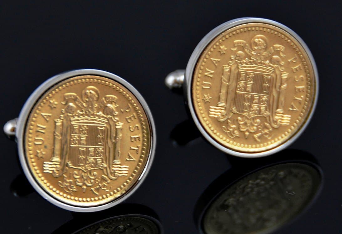 Spanish Peseta Coin Cufflinks -rare Coin- Gift for Men Anniversary Gift -  Spain Cufflinks - Gold Handmade Cuff Links . -heads and Tails - Etsy