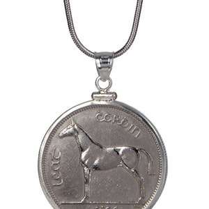 Sterling Silver Irish Coin Pendant: Hunter Horse Jewelry