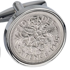 1956 birthday - 1956 Old English sixpence Cufflinks - Includes presentation box - 100% satisfaction