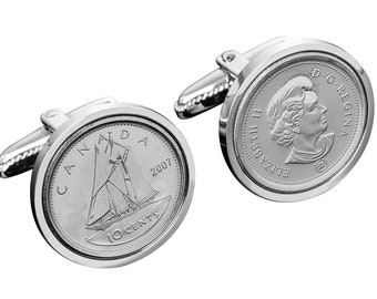Canada Wedding Cufflinks - Handmade from mint Candian 10 Cent coins - 100% Satisfaction - Includes presentation box