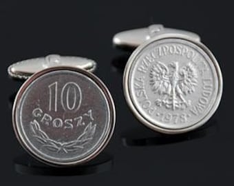 Polish wedding-Handmade Cufflinks- Poland 10  Groszy Cufflinks-Genuine Polish coins- Perfect gift