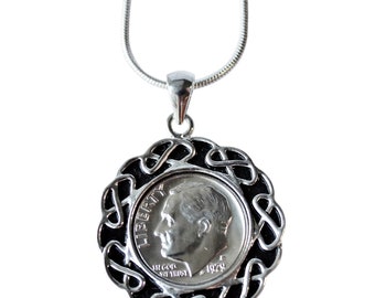 1979 US Dime Coin Pendant - Vintage American Dime Necklace - Numismatic Jewelry