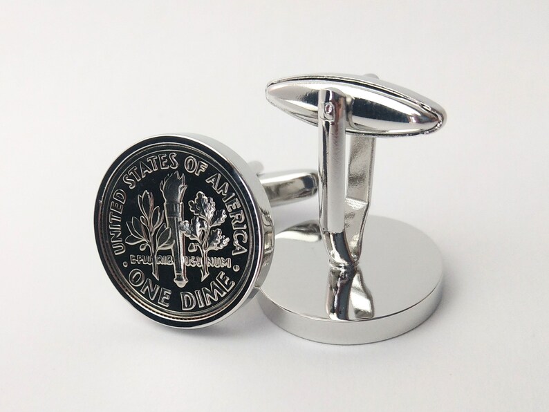 US Coin Cufflinks Genuine US mint 10 Cent Cufflinks A coin is good luck on the wedding day Includes presentation box 100% satisfaction image 3