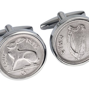 Irish 1946 Coin Cufflinks - 1946 birthday gift for men gift for dad celtic WB Yeats coin handmade cuff links -100% satisfaction guarantee