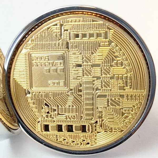 Bitcoin Cufflinks - Gold Plated Bitcoin Cufflinks - Digital Cryptocurrency- Cufflink Presentation box - 100% Satisfaction  - 3 day shipping