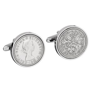 1960 Birthday Gift - 1960 English sixpence Cufflinks - Lucky English Sixpence - 1960 Birthday Gift for Men - Handmade Birthday Gift