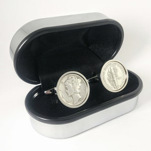 1944 US Coin Cufflinks | 1944 American Dime coin cufflinks | Gift for Men - Genuine 1944 Coin - Gift for Husband - Genuine Coin
