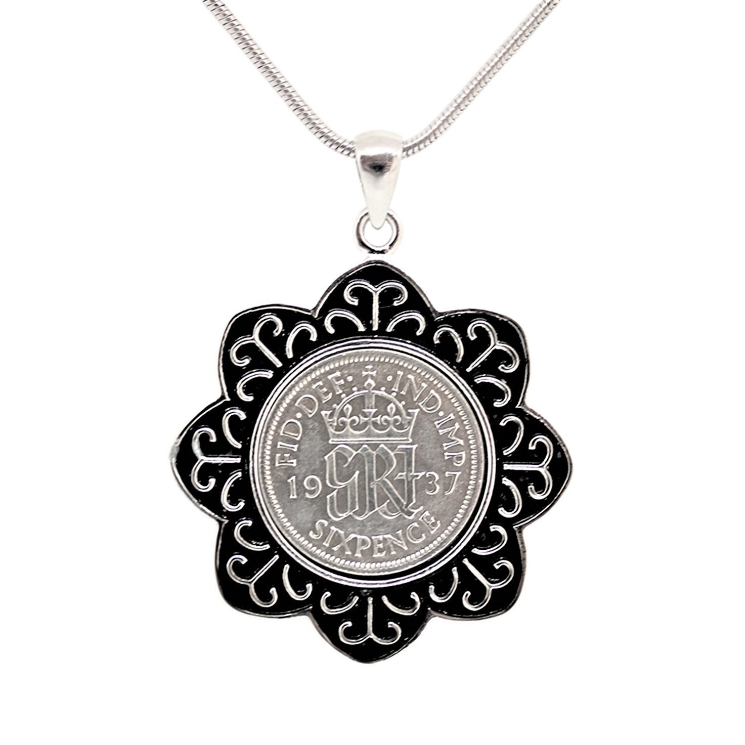 1937年製シックスペンスコインペンダント:おばあちゃんへのイギリスの誕生日プレゼント