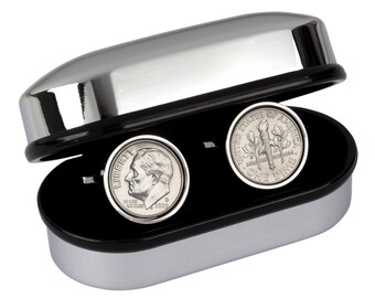 10 year Anniversary- Tin Year- Gift, 2008 Cufflinks, Tin Anniversary Gift, Aluminum Anniversary Gift, Dime Coin Cufflinks, 10th Anniversary