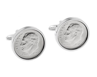 10 year Anniversary- Tin Year- Year 2014 Coin, Lucky Coin Cufflinks, Anniversary Gift, 10 Years Married, Gifts for Husband, 2014 Anniversary