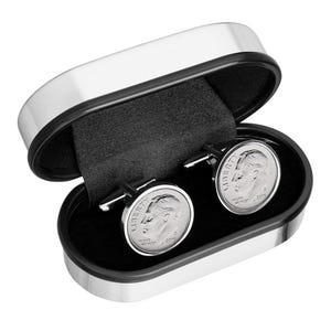 10th Anniversary Tin Cufflinks: 2015 US Dime, Gift for Husband