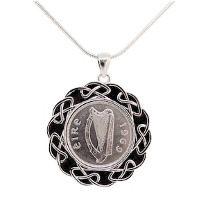 1969 Coin Pendant, Lucky Coin Necklace, Irish Sixpence Pendant, Lucky Sixpence Necklace, 1969 Birthday gift for Women, Irish Harp Coin