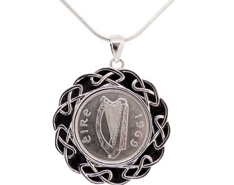 1969 Coin Pendant, Lucky Coin Necklace, Irish Sixpence Pendant, Lucky Sixpence Necklace, 1969 Birthday gift for Women, Irish Harp Coin