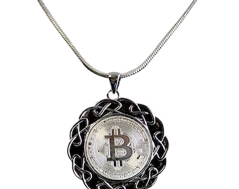 Silver Bitcoin Pendant - Silver Bitcoin Crypto Currency - 100% satisfaction Guarantee - Gifts for Women