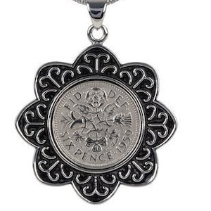 80th 1945 English Coin Pendant, Lucky English Sixpence, 1945 Birthday Gift, Lucky Coin Necklace, Rare 1945 Coin, Lucky Pendant for Women