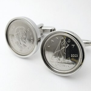 Canadian 10 cent Coin Cufflinks -  Gift for men Anniversary Gift for husband Birthday Gift for father handmade Genuine coin cuff links
