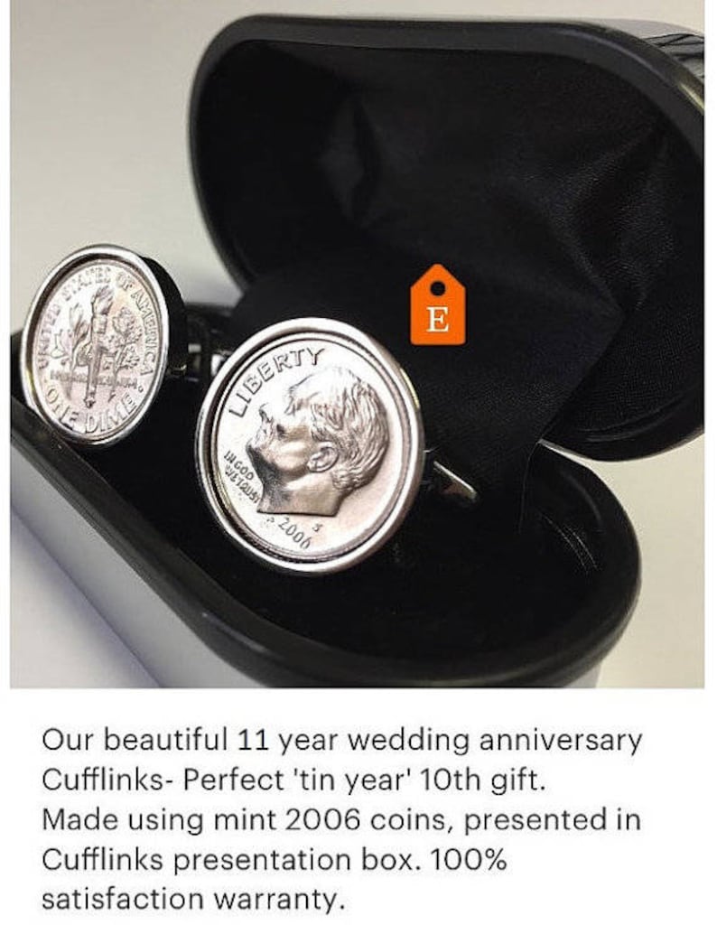 3 day delivery option 2009 American Dime coin cufflinks Perfect 10th Anniversary Gift gift for men Gift for Husband Tin Anniversary