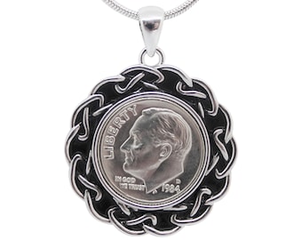 Regalo de cumpleaños de 1984 - Colgante de moneda de 1984 - Incluye cadena de serpiente y caja de presentación - 100% de satisfacción
