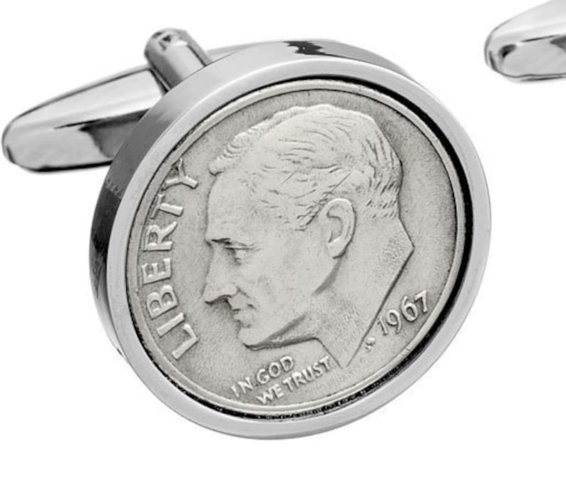 1967 American Dime coin cufflinks Perfect 52nd Birthday present gift for men Gift for father genuine 1967 handmade coin cuff links