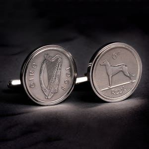 Father of the bride Cufflinks Old Irish lucky sixpence coin Ireland good luck wedding coin 3 day shipping option image 3