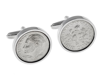 2001 American Dime coin cufflinks -Perfect 2001 Anniversary Gift gift for men Gift for Husband genuine 2001 coin Handmade coin cuff links