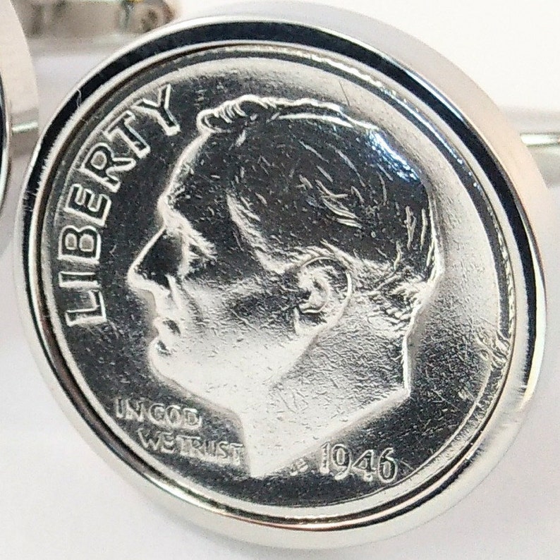 Handmade genuine coin cuff links Gift for Husband Gift for Men 73rd Birthday Gift Gift for Dad 1946 American Dime coin cufflinks