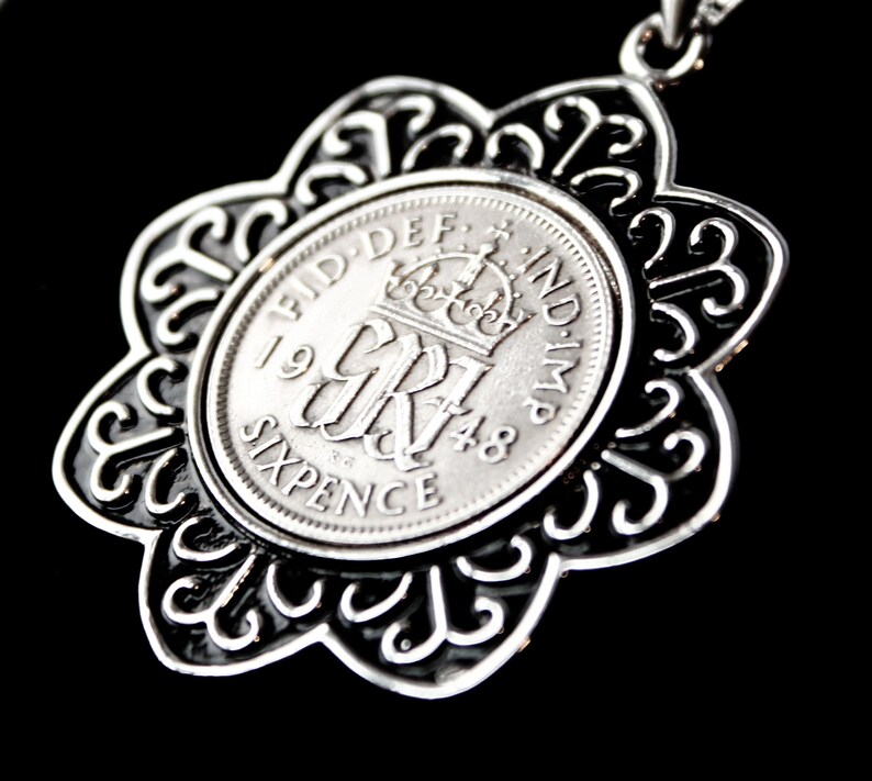 Lucky Coin Pendant Rare Coin Necklace Handmade Present Rare 1939 English Sixpence Lucky Sixpence Year 1939 Coin Rare Gift for Women