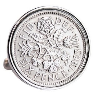 1963 English sixpence Cufflinks - 59th Birthday Gift - Lucky English Sixpence - 1963 Birthday Gift for Men