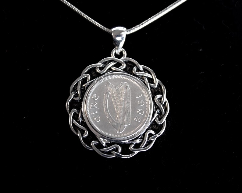 Birthday Gifts for Women Lucky Gifts 53rd Birthday Gift for Woman 1968 Irish Threepenny Pendant Celtic Gifts for Women Irish Harp Coin