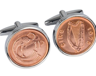 1976 Birthday Gift - 1976 Irish Gift - Irish Penny Ornamental Bird Coin Cufflinks - Includes presentation box