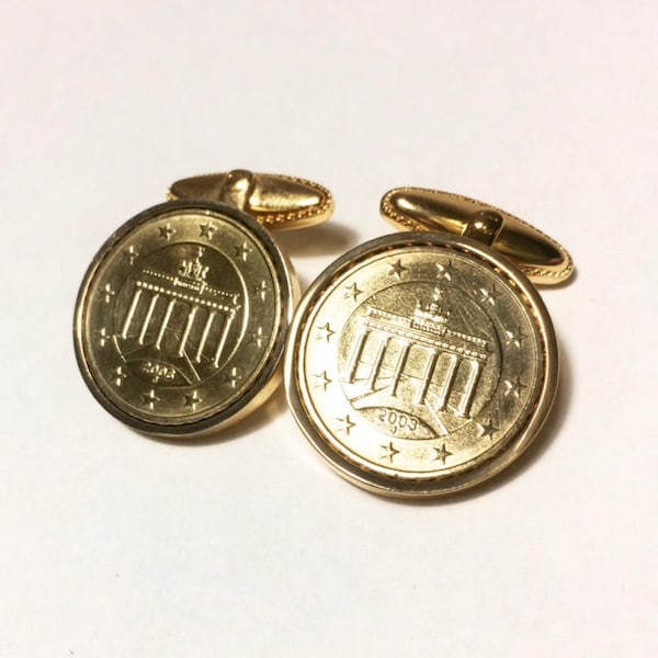 German Gold Cufflinks - Genuine German 10 Cent Mint Coins - Includes presentation box - 100% satisfaction