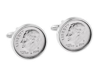2016 Dime Coin Cufflinks – 10th Anniversary Tin Gift