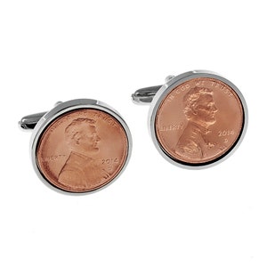 2014 US Kupfer Penny Münze Manschettenknöpfe, Kupfer Jahrestag Geschenk für Männer 2014 Hochzeitstag Geschenk für Mann, Jahr 2014 Münze, Glücksgeschenk
