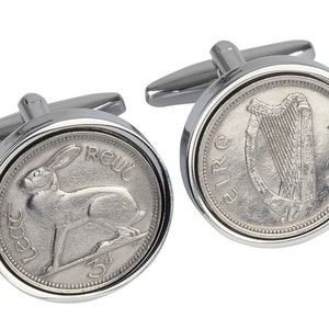1965 Birthday Gift for men - 1965 - Irish Threepence Coin Cufflinks - 3 day delivery - 100% satisfaction