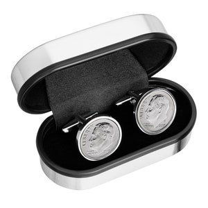 Aluminum Anniversary Gift Tin Year Gift 2014 Cufflinks Tin Anniversary Gift 10 Year Anniversary Dime Coin Cufflinks 10th Anniversary image 3