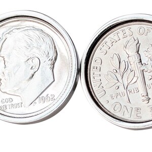 1962 Dime Cufflinks: Handmade Lucky Coin Birthday Gift