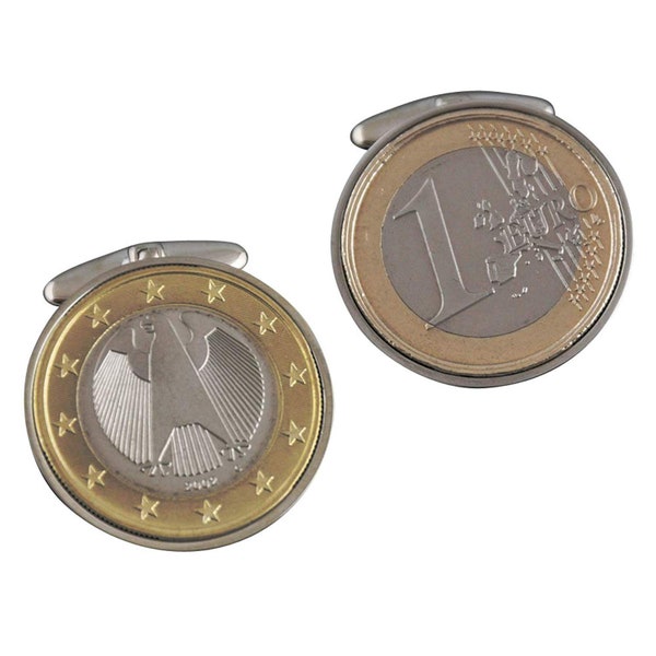 worldcoincufflinks GERMANY CUFFLINKS 1 EURO - Perfect Germany Gift - Euro Cufflinks