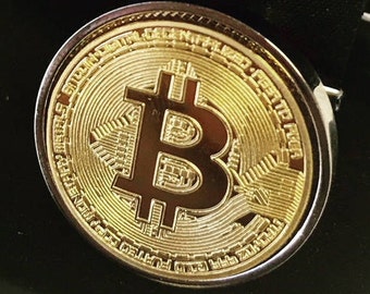 Gold plated Bitcoin Cufflinks - Digital Cryptocurrency - Blockchain - 100% Satisfaction Guarantee - 3 day shipping