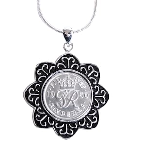 1950 Birthday Gift, 1950 English Coin Pendant, Birthday Gifts for Women, Birthday Coin Pendant, Year 1950 Coin, Lucky Coin Necklace