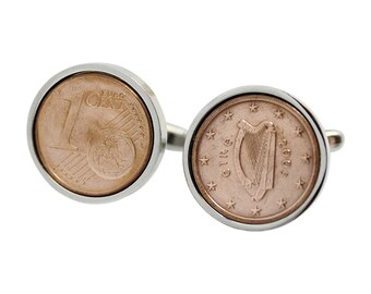 Irish 2005 Copper Coin Cufflinks - 2005 Anniversary Gift for men Gift for Husband handmade Genuine Celtic harp coin cuff links