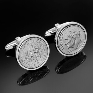 US Coin Cufflinks Genuine US mint 10 Cent Cufflinks A coin is good luck on the wedding day Includes presentation box 100% satisfaction image 2