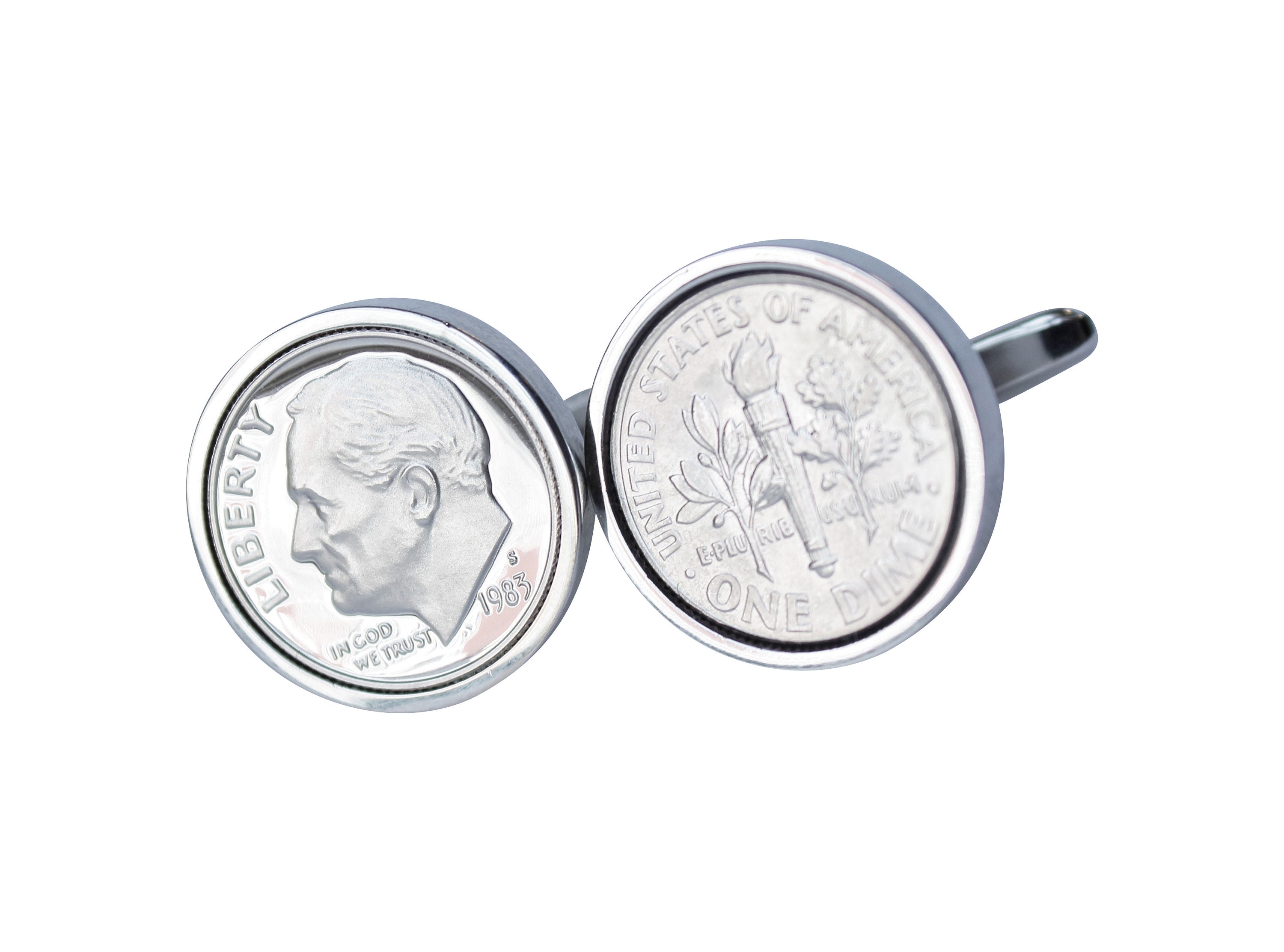 1983年米国ダイムコインカフスボタン - ハンドメイドルーズベルトカフスボタン - Etsy 日本